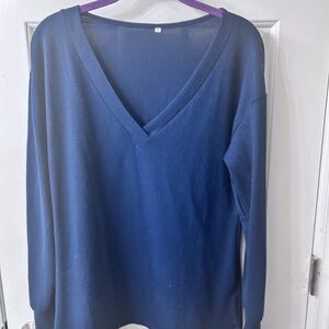 Women's V-Neck Navy Sweater